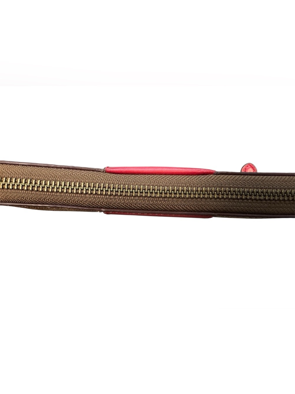 Coach Zip-Around Signature Wallet Tan & Burgundy - Picture 5 of 9